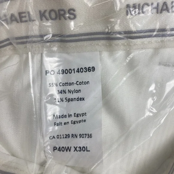 Michael Kors Mens Classic fit Dress Pants 40W 30L White Solid F02219 - Picture 5 of 5